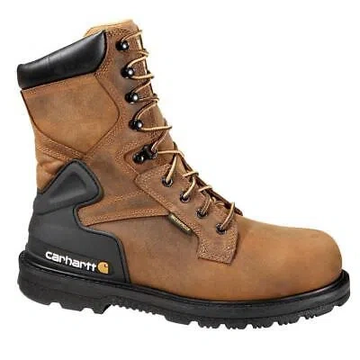 Pre-owned Carhartt Men's Work Boots Size 11-m 8'' Slip-resistant Steel Toe In Brown Color