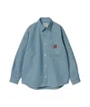 Carhartt Striped Cotton Shirt Jacket With Chest Pocket In Blue