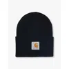Carhartt Mens Acrylic Watch Logo-patch Knitted Beanie Hat Black In Black