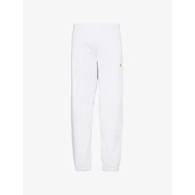 Carhartt Mens  Wip Chase Brand-embroidered Cotton-blend Jogging Bottoms In Ash Grey / Gold