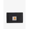 Carhartt Mens Black Alec Logo-patch Canvas Wallet In Black