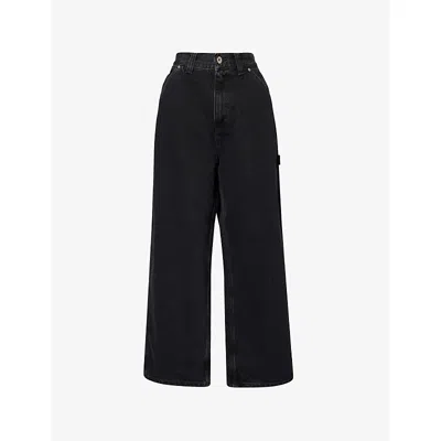 Carhartt Mens Black Belmont Workwear Wide-leg Denim Jeans