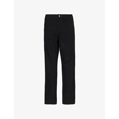 Carhartt Mens  Wip Brand-patch Straight-leg Regular-fit Cotton-canvas Trousers In Black
