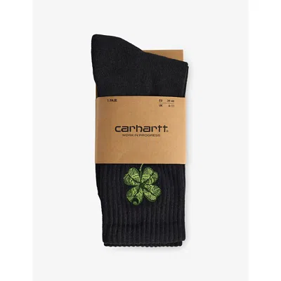 Carhartt Mens Black Clover Embroidered Cotton-blend Socks