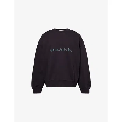 Carhartt Mens Black Embroidered-text Long-sleeve Cotton-jersey Sweatshirt