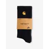 Carhartt Mens Black / Gold Chase Logo-embroidered Stretch-cotton Blend Socks In Black
