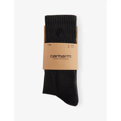 Carhartt Mens Black Hudson Brand-embroidery Stretch-cotton Blend Socks