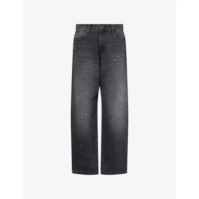 Carhartt Mens Black Landon Paint-splatter Denim Jeans