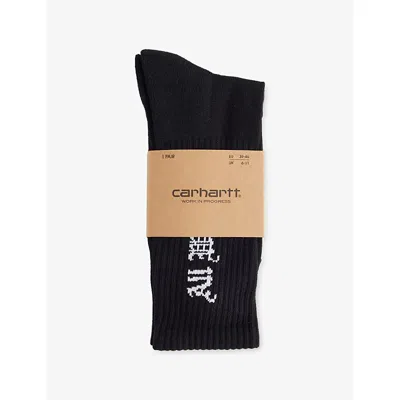 Carhartt Mens Black No Play Printed Stretch-cotton Blend Socks