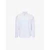 Carhartt Mens Blue Fog / White Logo-embroidered Long-sleeve Cotton Shirt In White