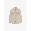 Carhartt Mens Blue / Leather Tigan Brand-patch Cotton Denim Shirt In Brown