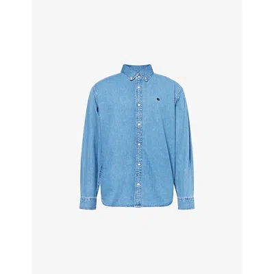 Carhartt Mens Blue Lucas Loose-fit Denim Shirt Xl