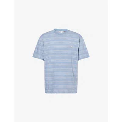 Carhartt Mens Brodine Stripe Sorrent Brodine Striped-print Cotton-jersey T-shirt In Blue