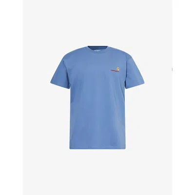Carhartt Mens Blue Iris American Script Short-sleeve Cotton-jersey T-shirt Xxl In Multi