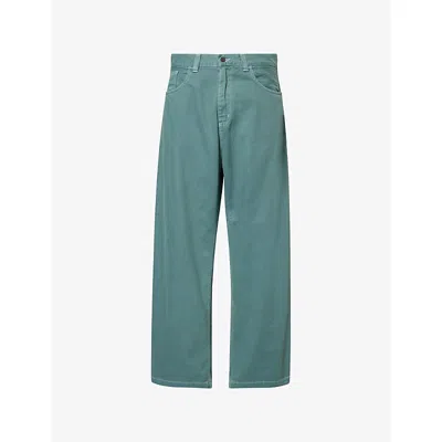 Carhartt Mens Silver Pine Brandon Wide-leg Relaxed-fit Denim Jeans In Green
