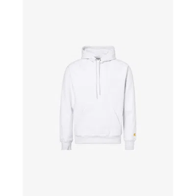 Carhartt Mens  Wip Chase Brand-embroidered Cotton-blend Hoody In Ash Grey / Gold