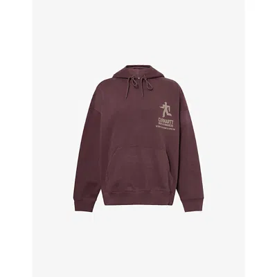 Carhartt Mens Palisander Distance Relaxed-fit Cotton-jersey Hoodie In Burgundy