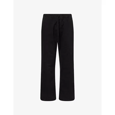 Carhartt Mens Black Floyde Wide-leg Stretch-cotton Trousers