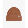 Carhartt Omens Gabe Logo-patch Wool And Cashmere-blend Beanie Hat Peanut In Peanut