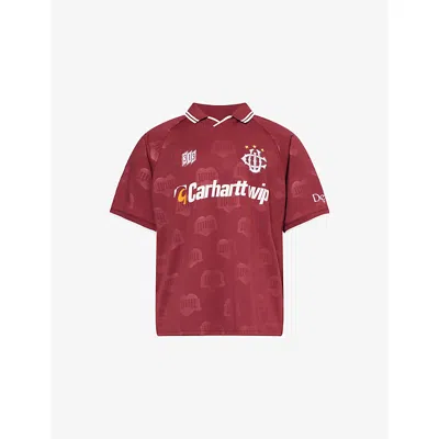 Carhartt Ip Mens Heart Jacquard, Mulberry Hartt Short-sleeve Woven Football Shirt