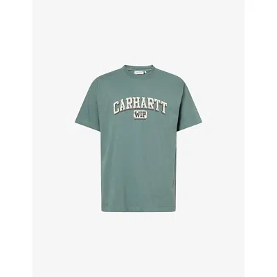 Carhartt Mens  Wip Heavy Duty Brand-print Cotton-jersey T-shirt In Green