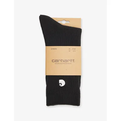 Carhartt Mens  Wip Madison Logo-embroidered Pack Of Two Stretch-cotton Socks In Black / White