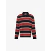 Carhartt Mens Malone Dark Brick Malone Striped Cotton Rugby Shirt In Multi