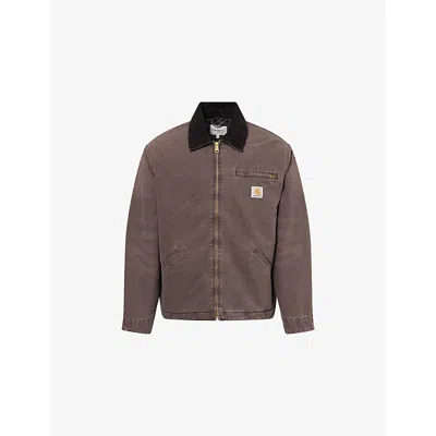 CARHARTT MENS TOBACCO / BLACK OG DETROIT RELAXED-FIT COTTON JACKET