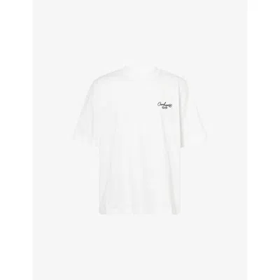 Carhartt Mens White Black Signature Script Short-sleeves Cotton-jersey T-shirt Xl