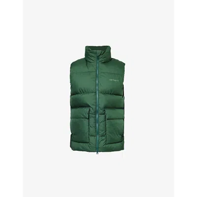 Carhartt Mens  Wip Springfield Logo-print Padded Shell-down Gilet In Sycamore Tree/green