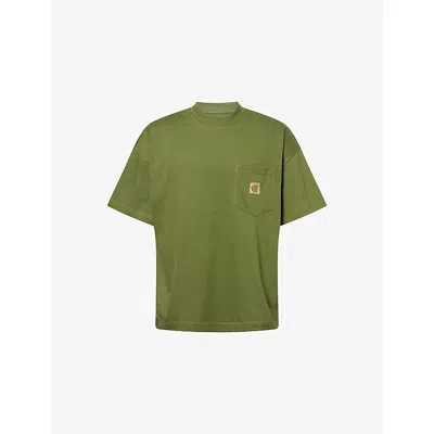 Carhartt Mens Nd Cypress  Wip X Nicholas Daley Logo-patch Cotton-jersey T-shirt Xl In Green