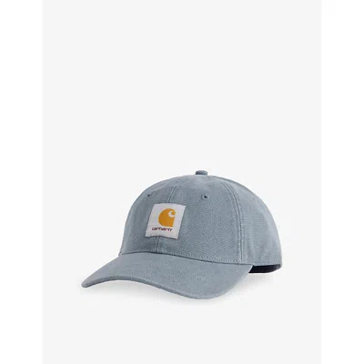 Carhartt Mens Cozy Blue The Canvas Logo-patch Cotton Cap In Gray