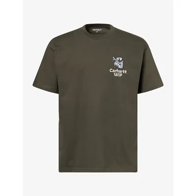 Carhartt Mens Cypress Grape Picker Graphic-print Cotton T-shirt Xs In Gray