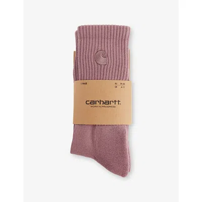 Carhartt Mens Daphne Hudson Brand-embroidery Stretch-cotton Blend Socks In Purple