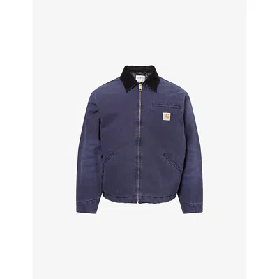 CARHARTT MENS DARK NAVY / BLACK OG DETROIT LOGO-PATCH COTTON JACKET