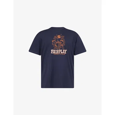 Carhartt Mens Dark Navy Fairplay Cotton T-shirt Xl In Blue