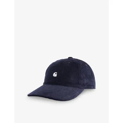 Carhartt Mens Dark Navy / White Harlem Logo-embroidered Cotton-corduroy Baseball Cap