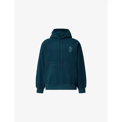 Carhartt Mens Deep Lagoon Silver Pine Helix Relaxed-fit Fleece Hoodie In Animal Print