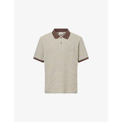 Carhartt Mens Dion Stripe Wax Dion Stripe-pattern Cotton Polo T-shirt Xxl In Neutral