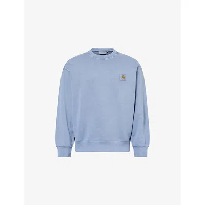 Carhartt Mens Gentle Blue Nelson Brand-patch Cotton Sweatshirt Xxl