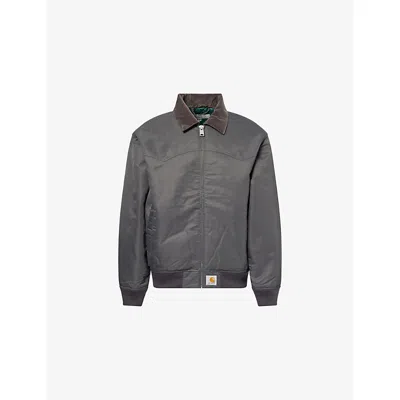 Carhartt Mens Graphite / Dark Fir Santa Fe Alumni Loose-fit Shell Jacket In Gray