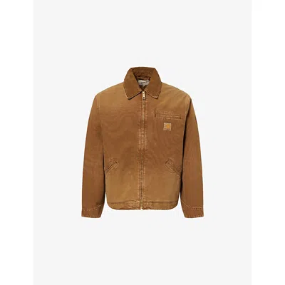 Carhartt Mens Hamilton Brown Og Detroit Brand-logo Cotton Jacket Xl