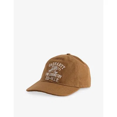Carhartt Mens  Wip Cabinetry Embroidered Cotton Baseball Cap In Hamilton Brown / Wax