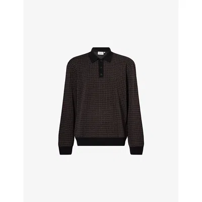 CARHARTT IP MENS LOWIS HOUNDSTOOTH KNITTED POLO SHIRT LOWIS VITOLA HEATHER XL