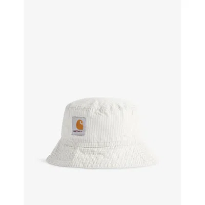 Carhartt Mens Mercersr/graphite / Wax Mercer Stripe Cotton Bucket Hat L/xl In White