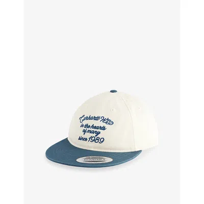 Carhartt Mens Natural / Deep Lagoon Alston Embroidered Cotton Cap In Neutral