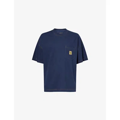 Carhartt Mens Nd Black Iris  Wip X Nicholas Daley Logo Cotton-jersey T-shirt Xl In Blue