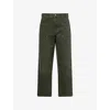 Carhartt Mens Olive Double-knee Straight-leg Denim Trousers In Green