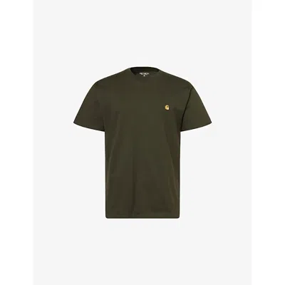 Carhartt Mens Olive / Gold Chase Logo-embroidery Cotton-jersey T-shirt In Multi