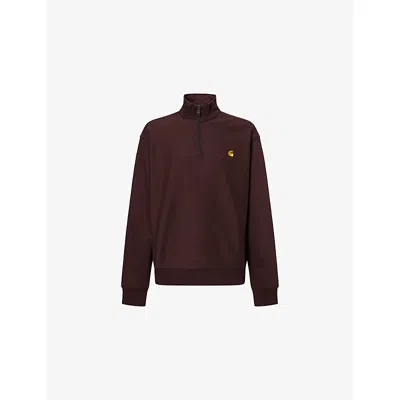 Carhartt Mens Palisander American Scrip High-neck Cotton-blend Sweatshirt In Burgundy